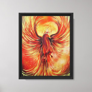 Aufsteigender Phönix Feuer Vogel Kühne Flamme Fant Leinwanddruck