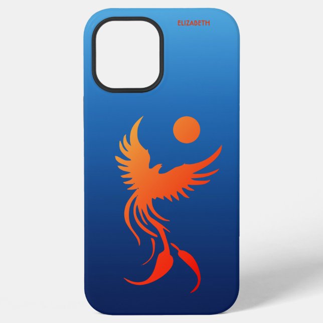 Aufsteigender Phönix in Flammen iPhone Hülle (Rückseite)