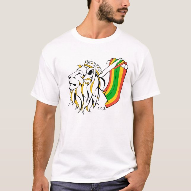Aufsteigender Rasta Reggae-Löwe T-Shirt (Vorderseite)