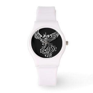 Aufstieg aus der Asche Phoenix weiße Illustration Armbanduhr
