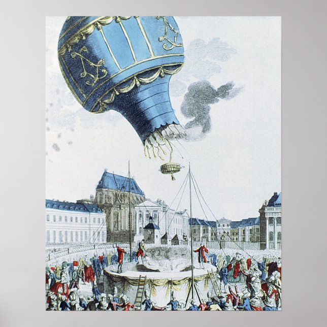 Aufstieg der Brüder Montgolfier Heißluftballon Poster (Vorne)