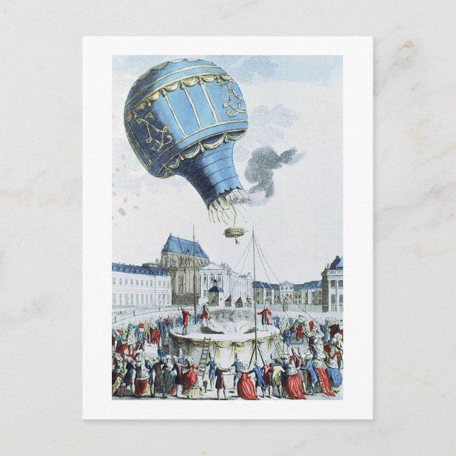 Aufstieg der Brüder Montgolfier Heißluftballon Postkarte (Vorderseite)