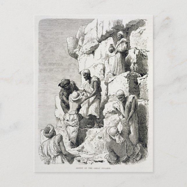 Aufstieg der Großen Pyramide aus dem 19. Jahrhunde Postkarte (Vorderseite)