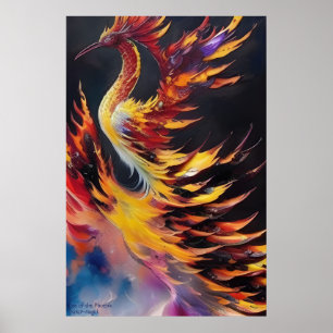 Aufstieg der Phoenix - AI Fantasy Art Print Poster