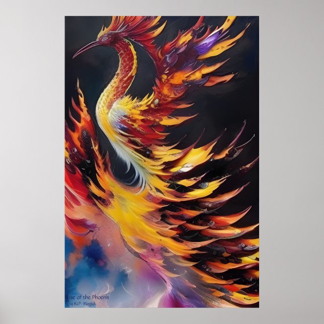 Aufstieg der Phoenix - AI Fantasy Art Print Poster (Vorne)