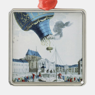 Aufstieg des Montgolfier Bruderheißluftballons Silbernes Ornament