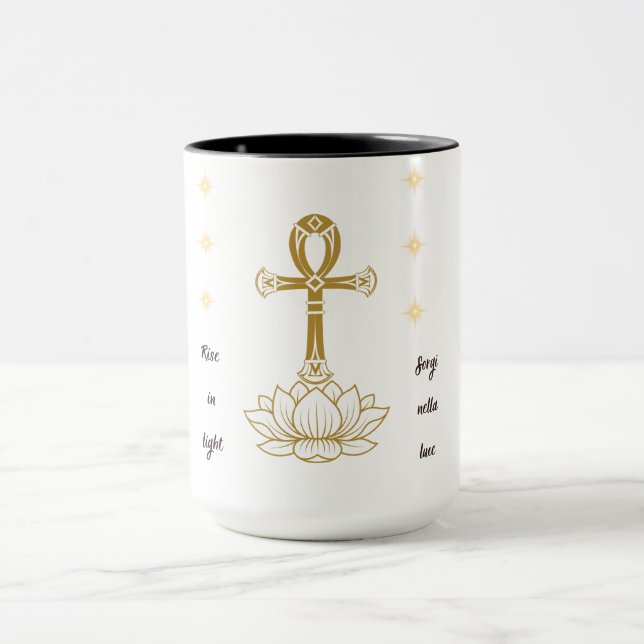 Aufstieg in Licht - Ankh & Lotus Tasse (Zentrum)