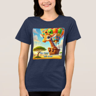 Aufstieg über dem Stress Giraffe Heißluftballon Tri-Blend Shirt