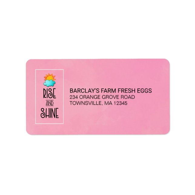 Aufstieg und Rheintypografie mit Sonne und Wolke Adressaufkleber (Vorne)