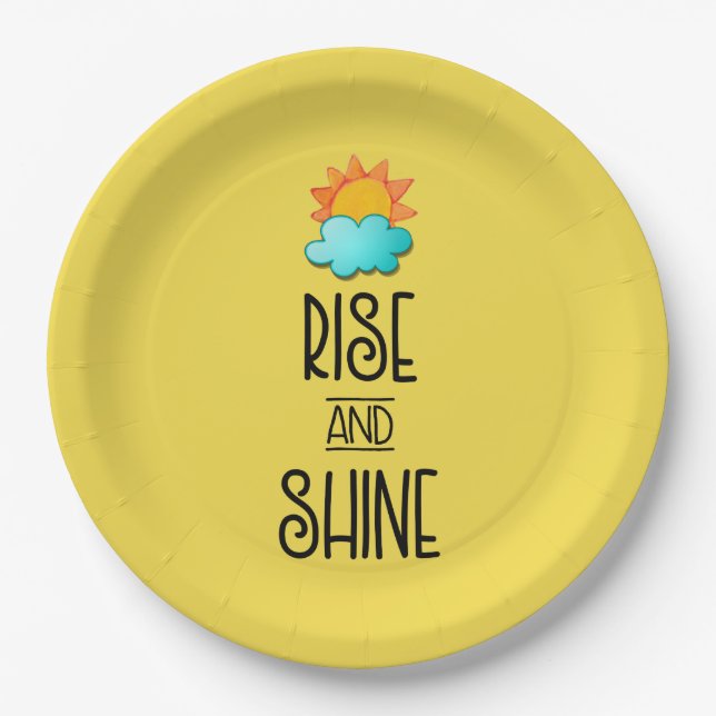 Aufstieg und Rheintypografie mit Sonne und Wolke Pappteller (Vorderseite)