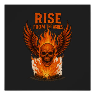 Aufstieg von den Aschen - flammender Schädel mit F Poster