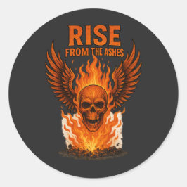 Aufstieg von den Aschen - flammender Schädel mit F Runder Aufkleber