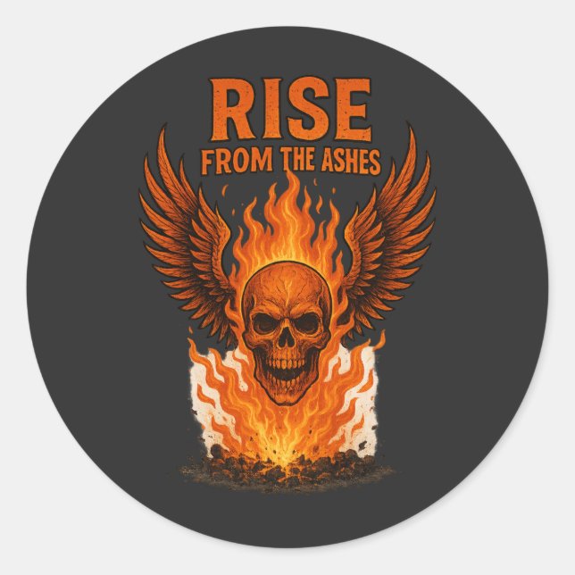 Aufstieg von den Aschen - flammender Schädel mit F Runder Aufkleber (Vorderseite)