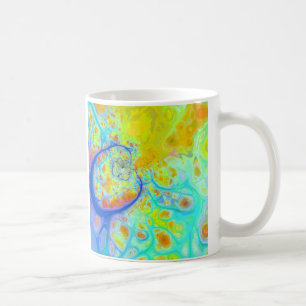 Auftauchende Galaxien - aquamarin u. Limone Strom Kaffeetasse