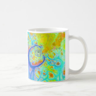Auftauchende Galaxien - aquamarin u. Limone Strom Kaffeetasse