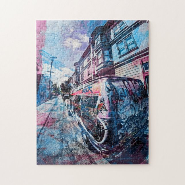 Auftrag-Bezirks-Graffiti schaukeln den Packwagen Puzzle (Vertikal)