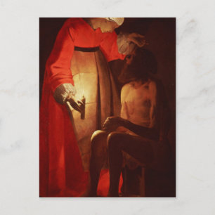 Auftrag, der von seiner Ehefrau verspottet wird Postkarte