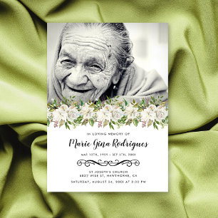 Auftrag des Beerdigungsprogramms für florales Foto Einladung