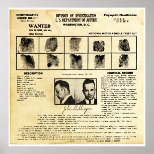 Auftrag DOJs Identifcation John Dillinger 1217 Poster