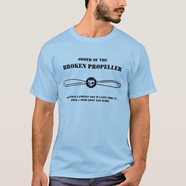 Auftrag von, gebrochener Propeller - blauer T - T-Shirt (Vorderseite)