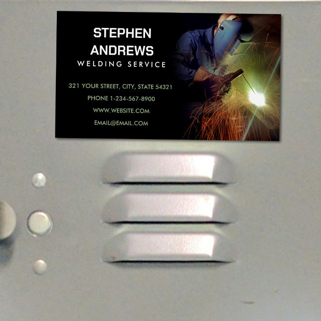 Auftragnehmer für berufliche Metallschweißanlagen Magnetische Visitenkarte (Professional Metal Welding Fabrication Contractor Business Card Magnet)