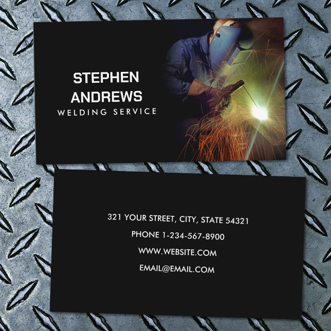 Auftragnehmer für berufliche Metallschweißanlagen Visitenkarte (Professional Metal Welding Fabrication Contractor Business Card)
