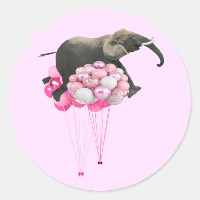 Auftriebiger Elefant Rosa Aufkleber (Vorderseite)