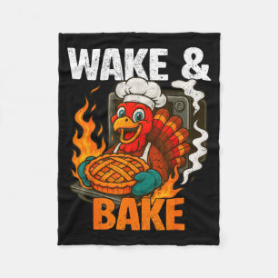 Aufwachen und backen lustige Vintage Truthahn Than Fleecedecke