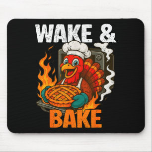 Aufwachen und backen lustige Vintage Truthahn Than Mousepad