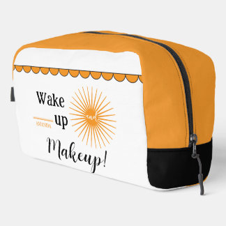 Aufwachen und Schminken Weiße Orange Personalisier Waschbeutel