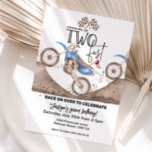 Aufwachsen mit TWO FAST Blaues Dirt Bike 2. Geburt Einladung