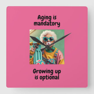 Aufwachsen Quadratische Wanduhr