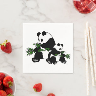 Aufwachsender Panda Serviette