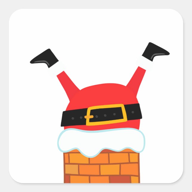 Aufwärts-Santa Quadratischer Aufkleber (Vorderseite)
