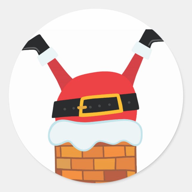 Aufwärts-Santa Runder Aufkleber (Vorderseite)