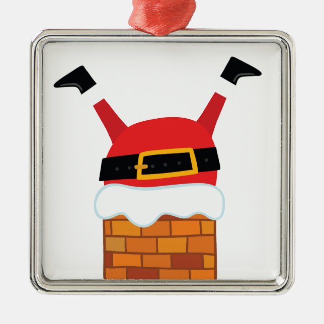 Aufwärts-Santa Silbernes Ornament (Vorne)