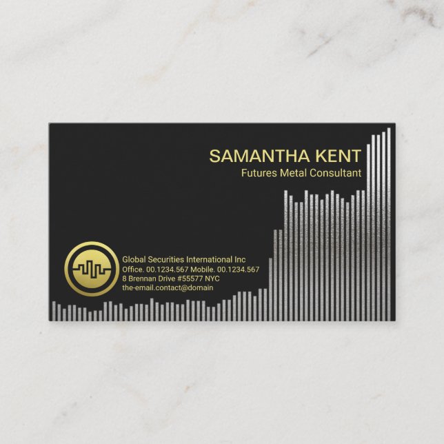 Aufwärtstrend Metal Futures Aktienkurve Visitenkarte (Vorderseite)