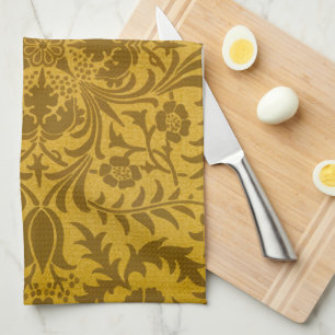 Aufwendiges goldenes Blumenmuster mit symmetrische Geschirrtuch