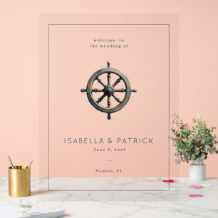 Aufwendiges Vintage-Schiffssteuerwheel Acrylschild