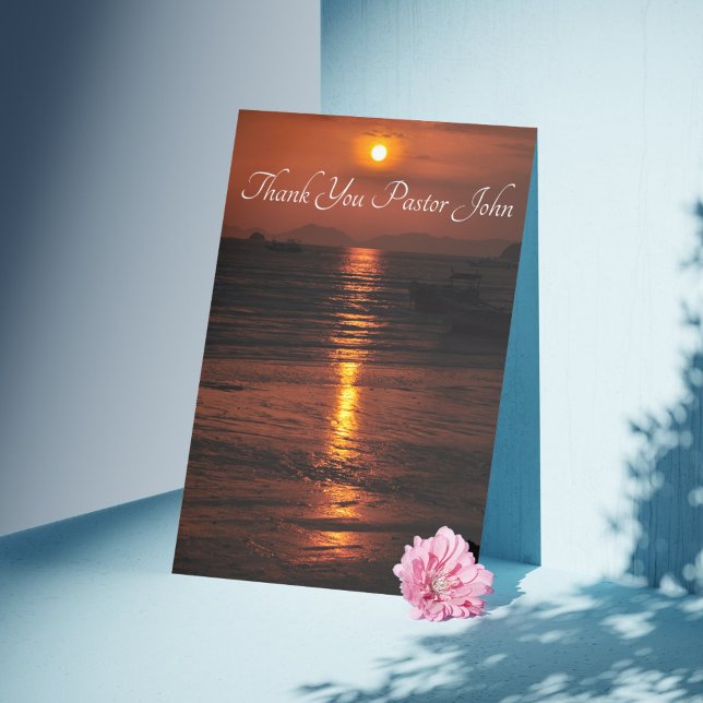 Aufwertung von "Ocean Sunset Pastor" Dankeskarte (Ocean Sunset Pastor Appreciation Thank You Card)