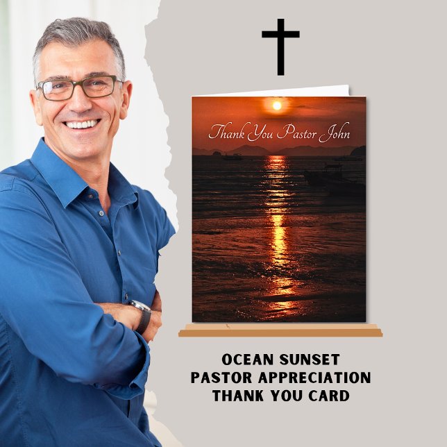 Aufwertung von "Ocean Sunset Pastor" Dankeskarte (Von Creator hochgeladen)