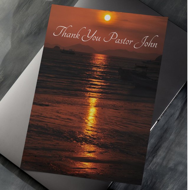 Aufwertung von "Ocean Sunset Pastor" Dankeskarte (Folded Thank You Pastor Card)