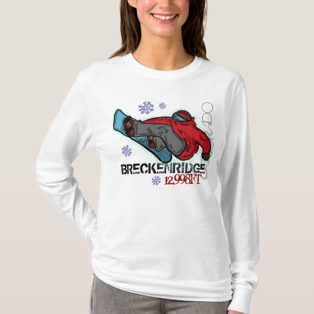 Aufzug Breckenridges Colorado Snowboard Hoodie T-Shirt (Vorderseite)