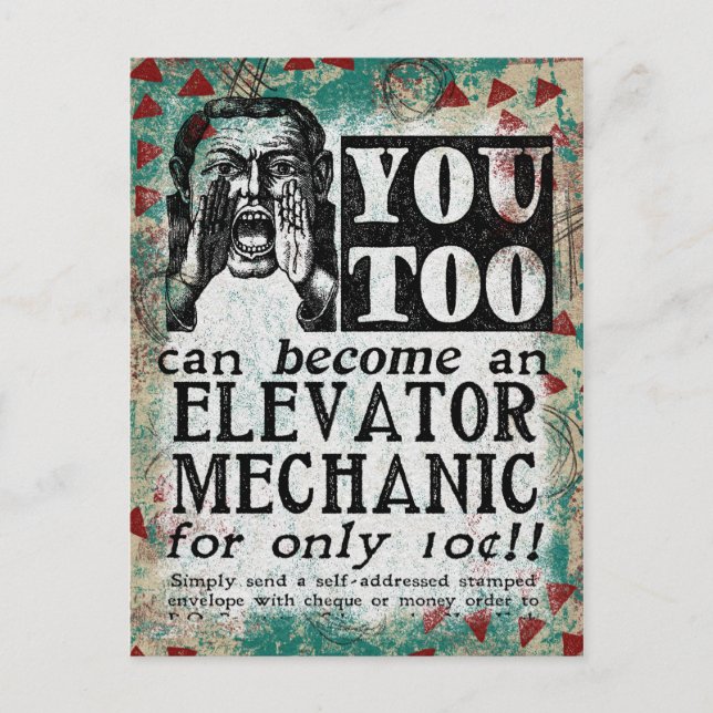 Aufzug Mechanische Postkarte - Funny Vintag Retro (Vorderseite)