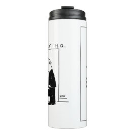 Aufzug oder Aufzug in einem Cartoon am Hauptsitz d Thermosbecher