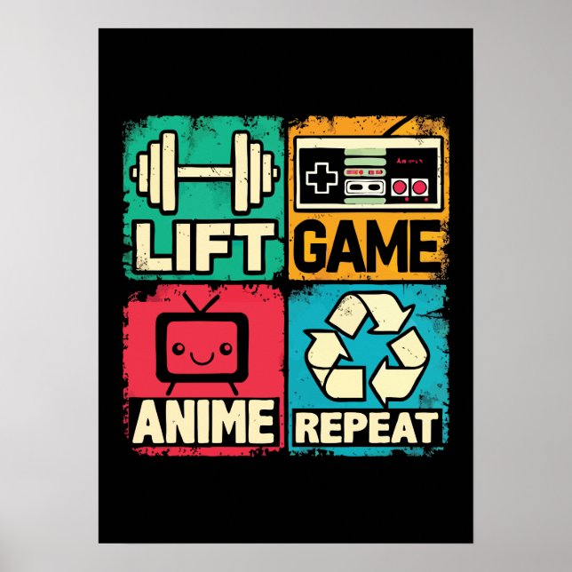 Aufzug, Spiel, Anime, Wiederholung Poster (Vorne)