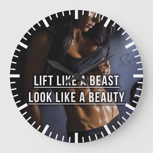 Aufzug wie eine Bestie, wie eine Schönheit aussehe Große Wanduhr (Vorderseite)