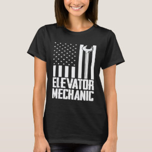 Aufzugmechaniker USA-Flagge für Aufzugreparaturman T-Shirt