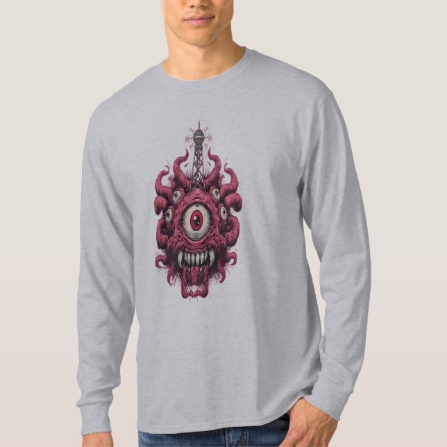 Augapfel-Monster-Sci-Fi-Mutant-Langarmshirt  T-Shirt (Vorderseite)