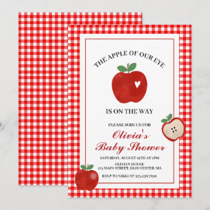Augapfel roter Gingham-Baby-Party Einladung